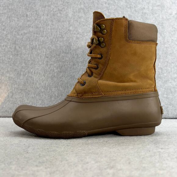 Sperry Top-Sider Shearwater Waterproof Rubber Leather Duck Boot-Brown-Women  8 - Picture 1 of 11